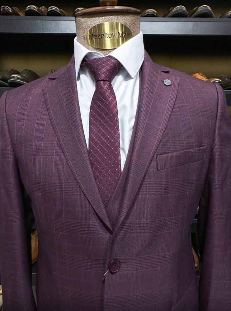 Костюм MAZALTOVMAN 3-ка Бордовый в клетку