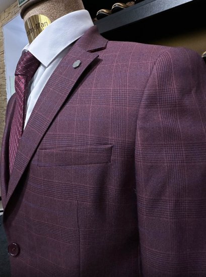 Костюм MAZALTOVMAN 3-ка Бордовый в клетку