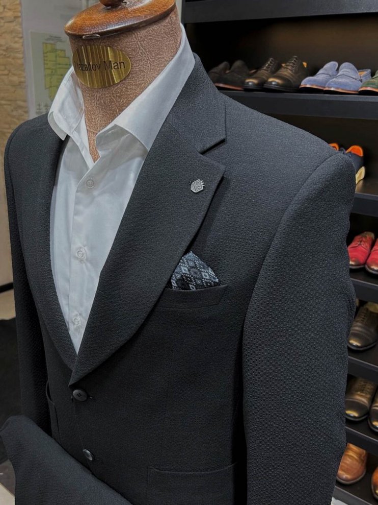 Костюм MAZALTOVMAN 2-ка Premium Черный фактурный кежуал