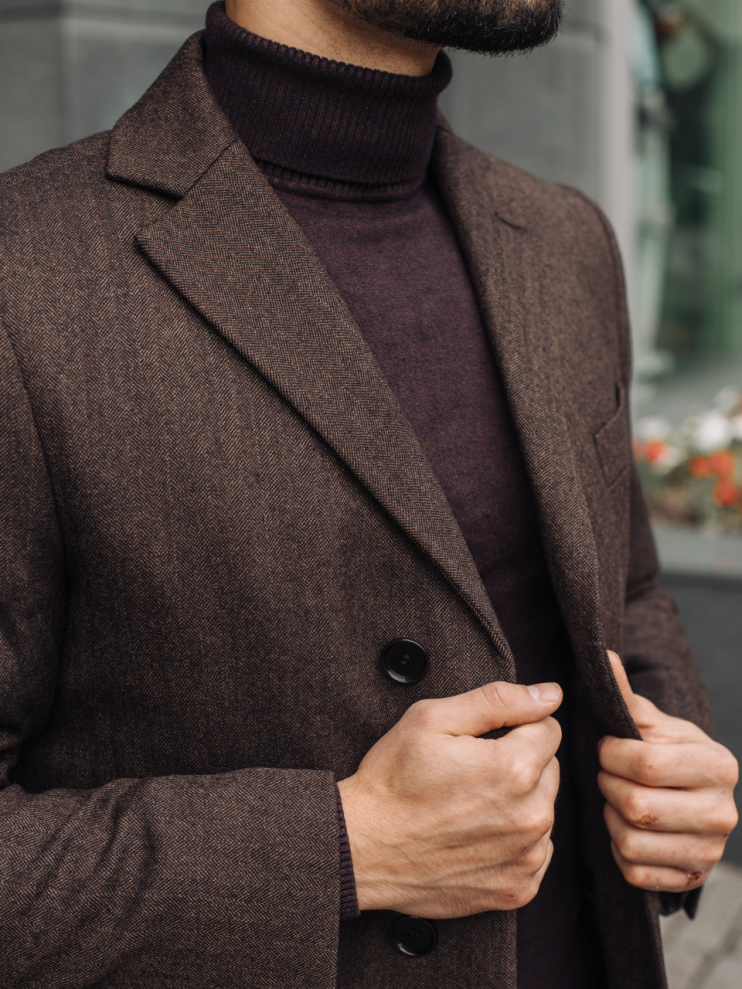 Пальто MAZALTOVMAN Коричневое фактурное