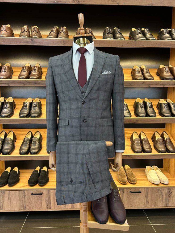 Костюм MAZALTOVMAN 3-ка VIP Premium Серый в клетку