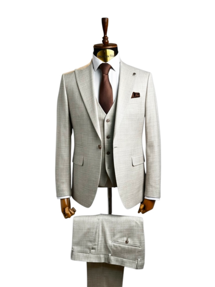 Костюм MAZALTOVMAN 3-ка Premium Бежевый в микроклетку