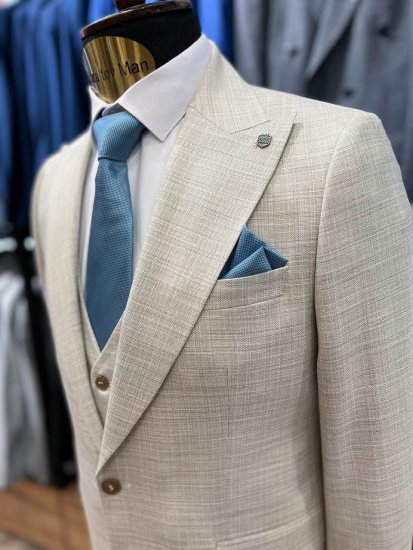 Костюм MAZALTOVMAN 3-ка Premium Бежевый в микроклетку