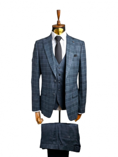 Костюм MAZALTOVMAN 3-ка Premium Темно-зеленый в клетку