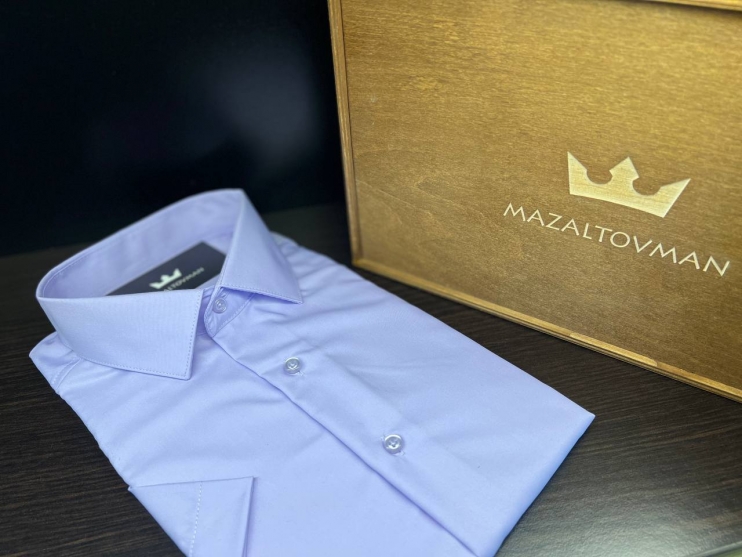 Рубашка MAZALTOVMAN Голубая с коротким рукавом