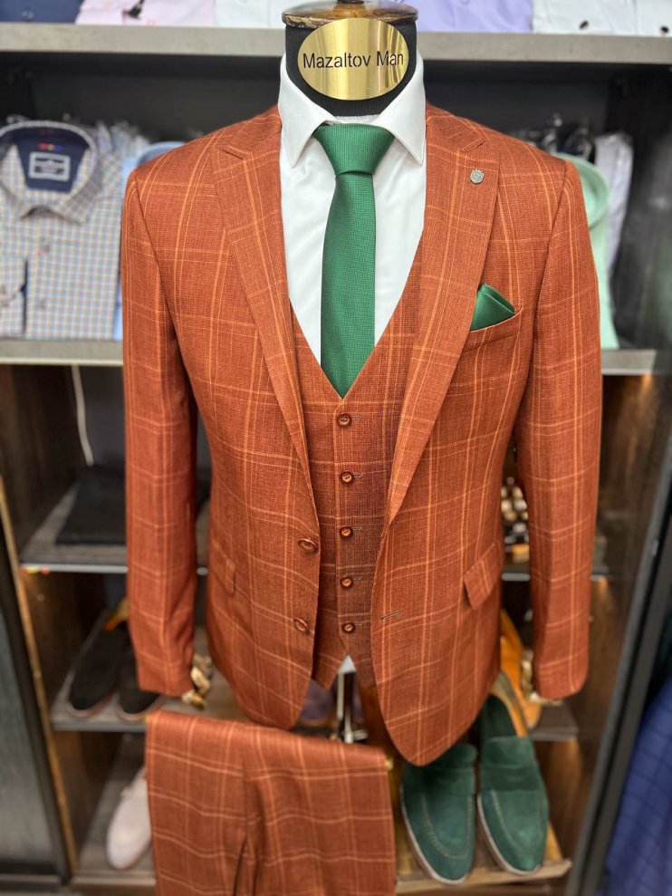 Костюм BEL 3-ка Терракотовый в клетку