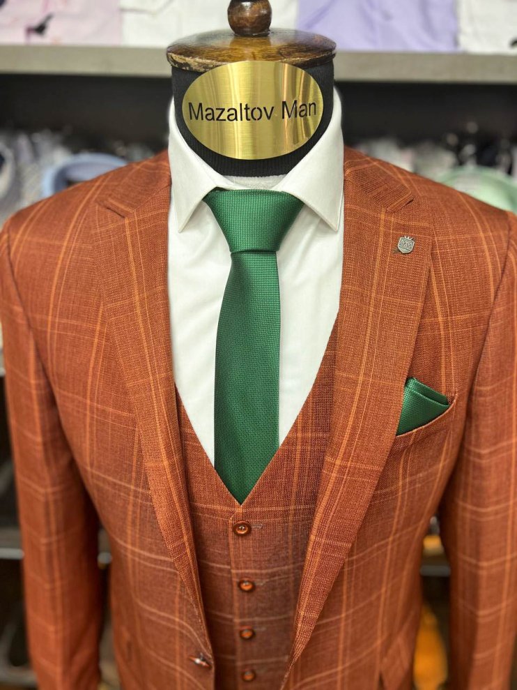 Костюм BEL 3-ка Терракотовый в клетку