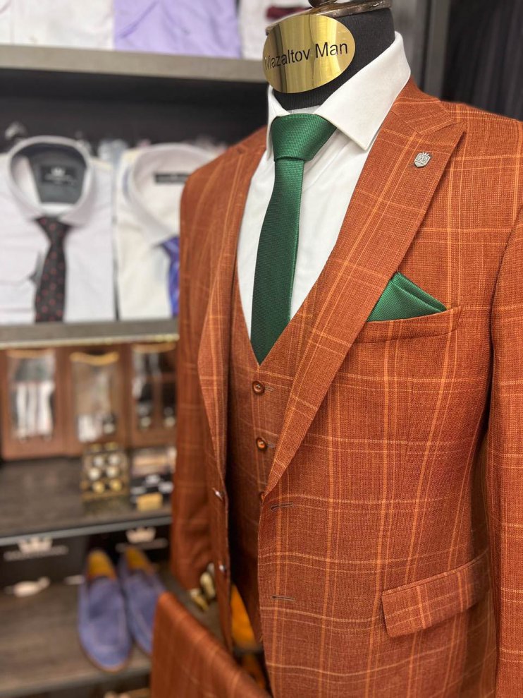 Костюм BEL 3-ка Терракотовый в клетку