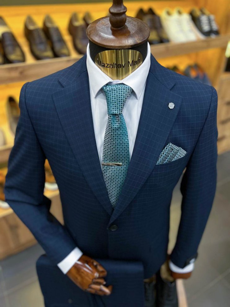 Костюм MAZALTOVMAN 2-ка Premium Синий в клетку