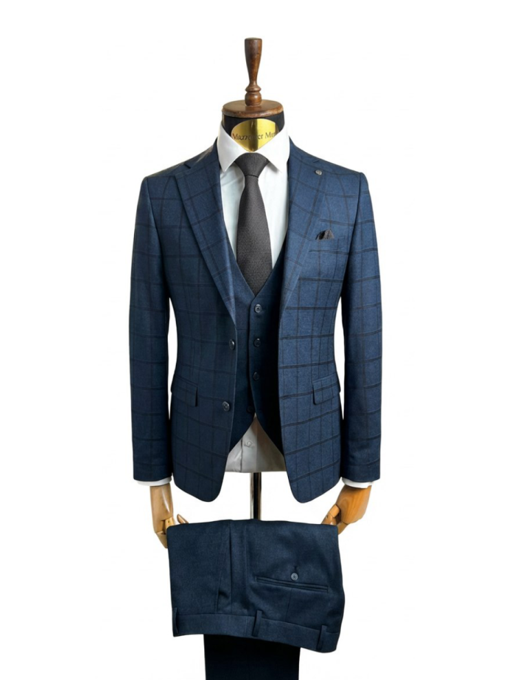 Стильный костюм MAZALTOVMAN 3-ка Premium Синий в клетку