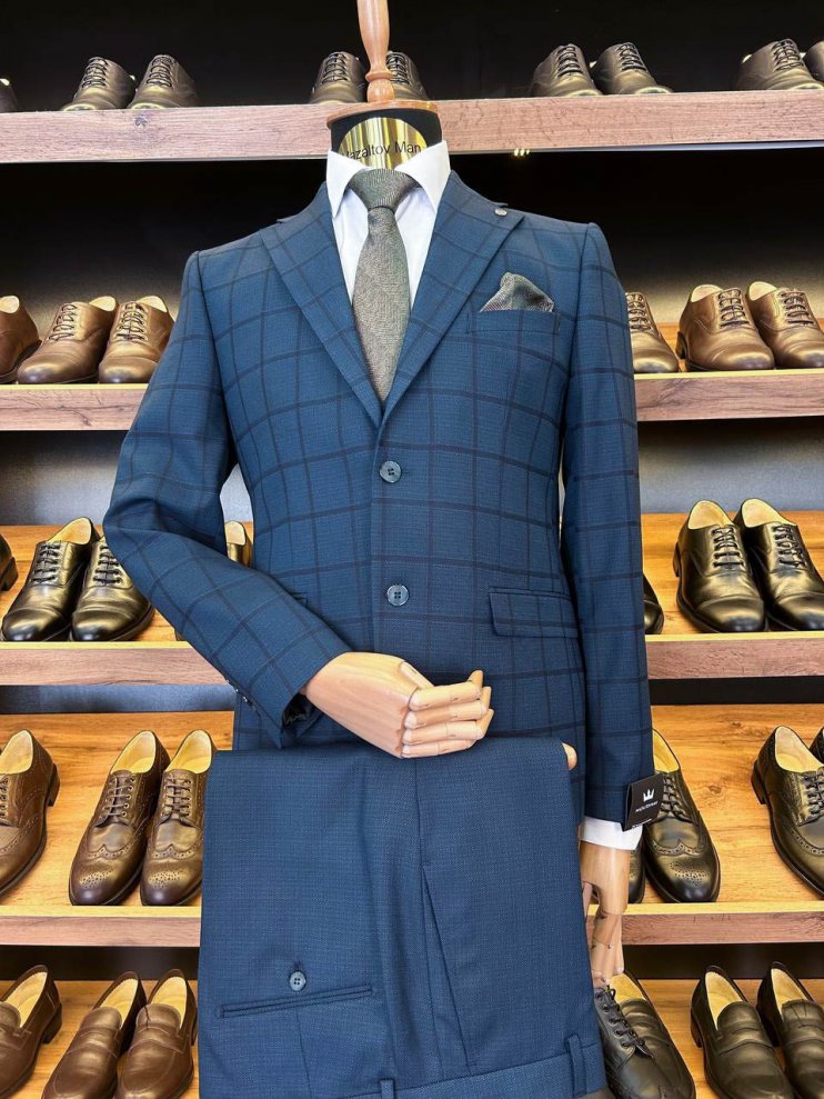 Костюм MAZALTOVMAN 3-ка Premium Синий в клетку