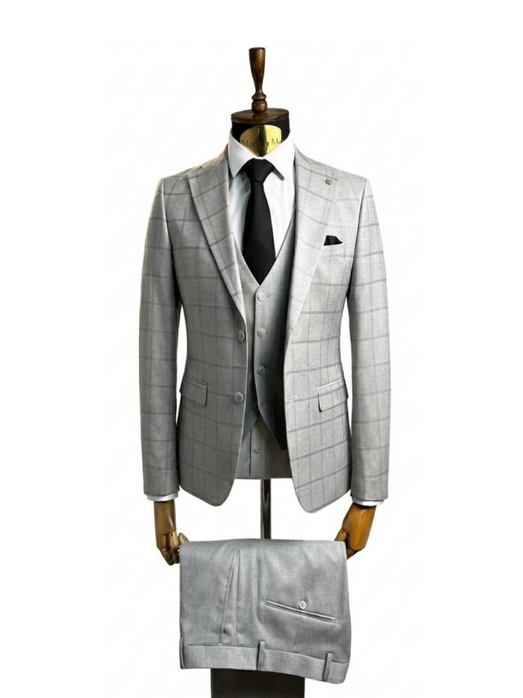 Костюм MAZALTOVMAN 3-ка Premium Серый в клетку