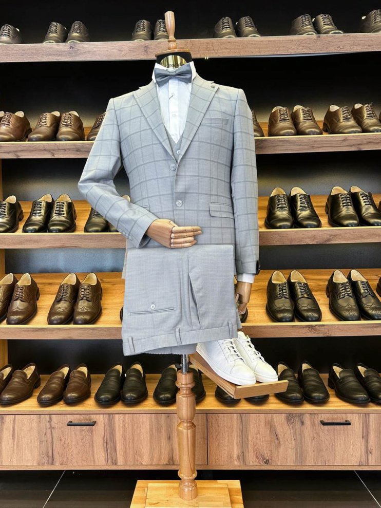 Костюм MAZALTOVMAN 3-ка Premium Серый в клетку