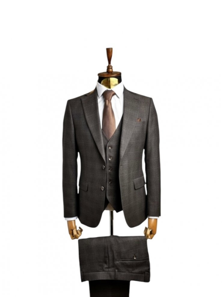 Костюм MAZALTOVMAN 3-ка Premium Коричневый в клетку