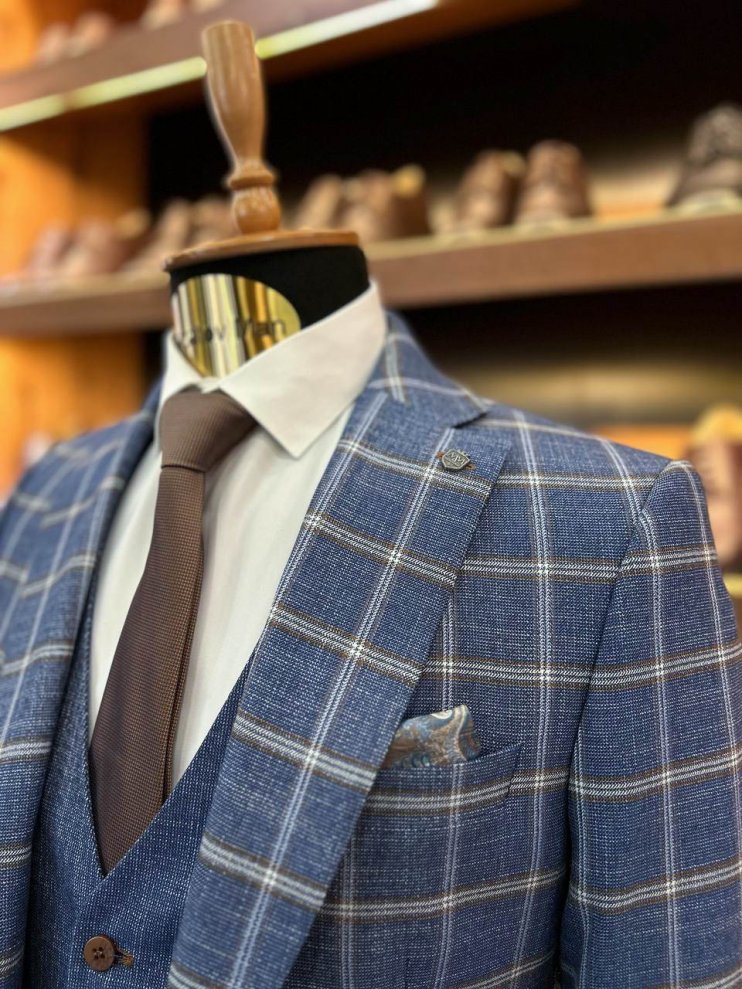 Костюм MAZALTOVMAN 3-ка Premium Синий в клетку