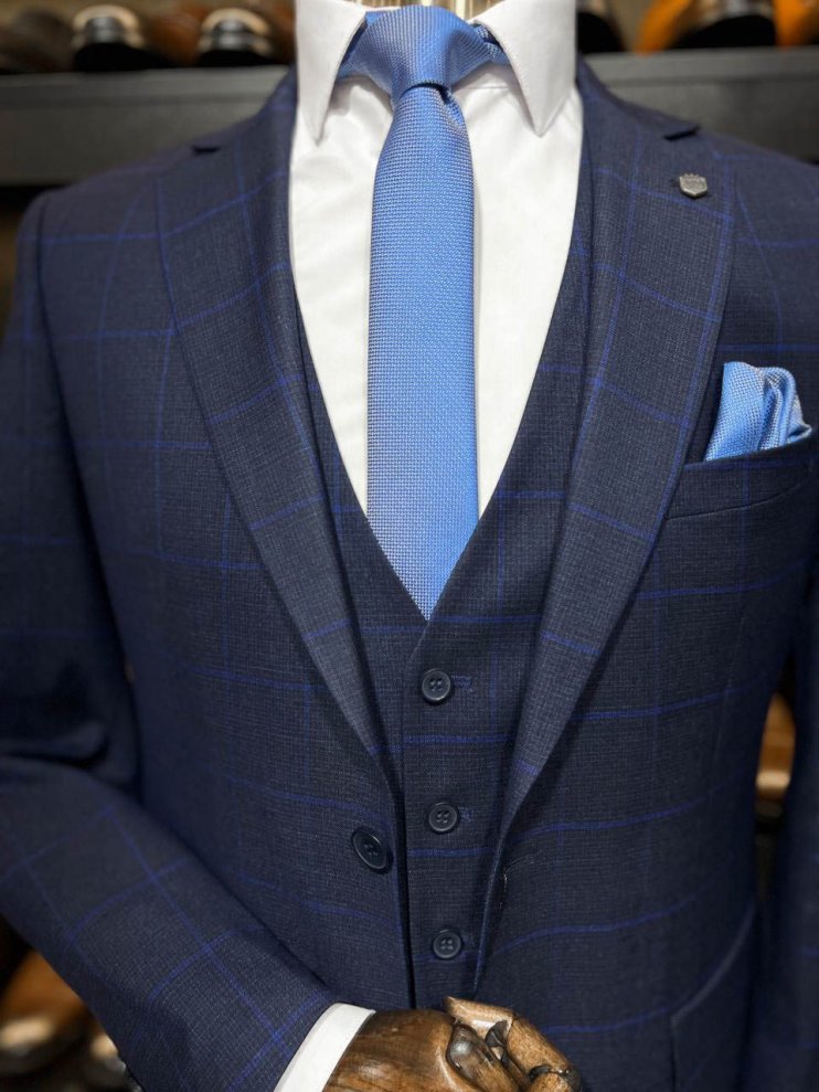 Костюм MAZALTOVMAN 3-ка Синий в клетку