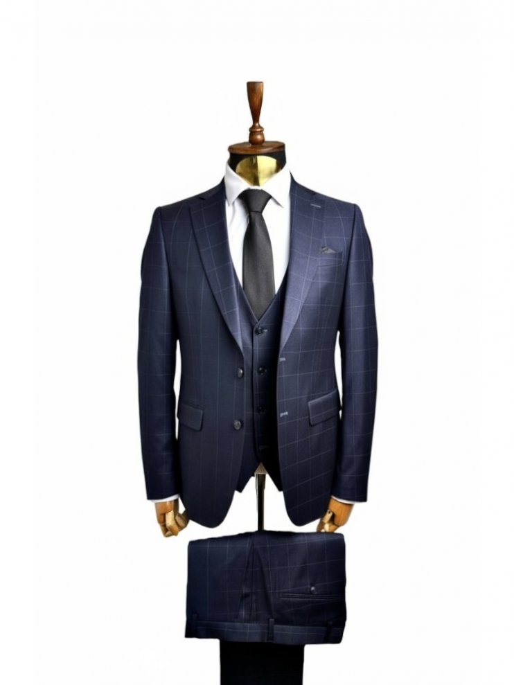 Костюм MAZALTOVMAN 3-ка Premium Синий в клетку