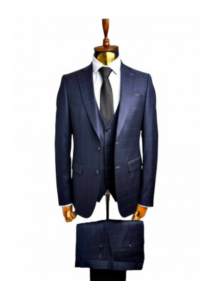 Костюм MAZALTOVMAN 3-ка Premium Синий в клетку