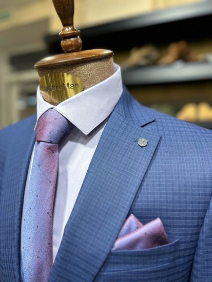 Костюм MAZALTOVMAN 3-ка Premium Синий в клетку