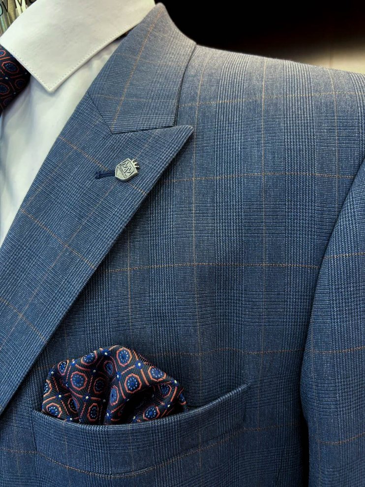 Костюм EMR 3-ка Синий в оранжевую клетку