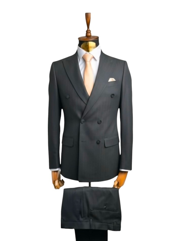 Костюм MAZALTOVMAN 2-ка двубортный Premium Черный в полоску
