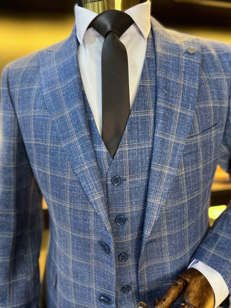 Костюм 3-ка MIR Голубой в клетку