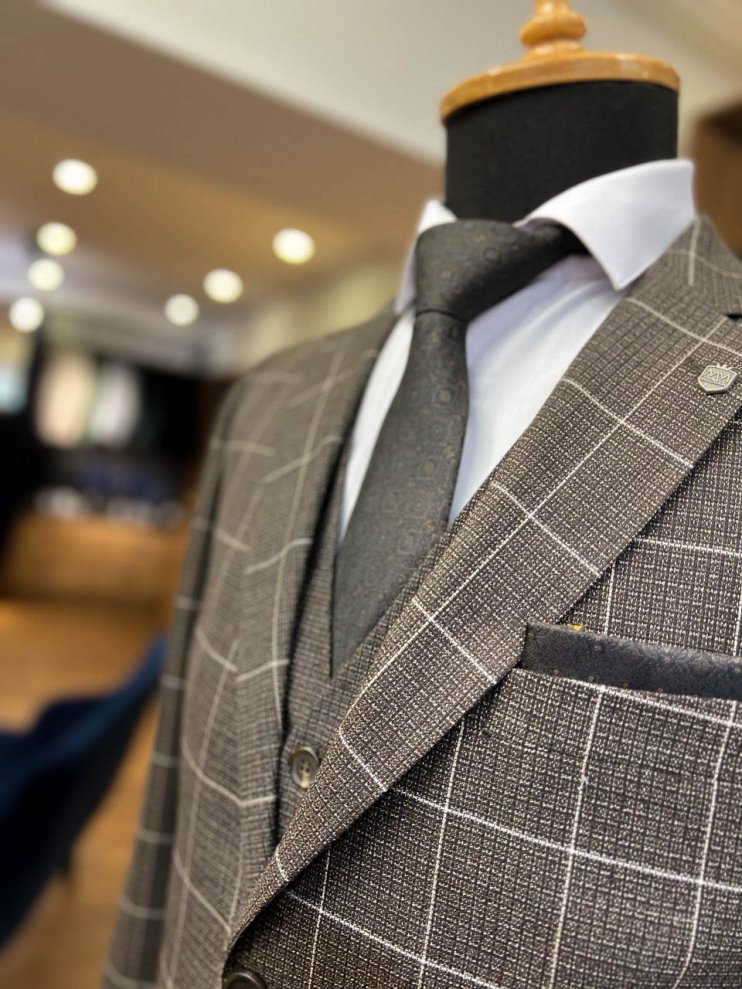 Костюм MAZALTOVMAN 3-ка Коричневый в клетку