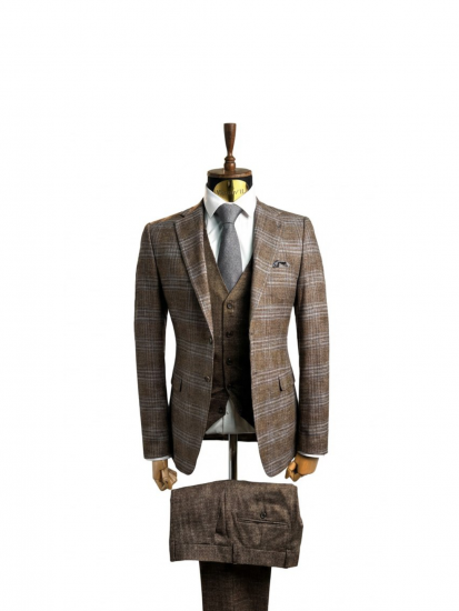 Костюм MAZALTOVMAN 3-ка Коричневый в синюю клетку