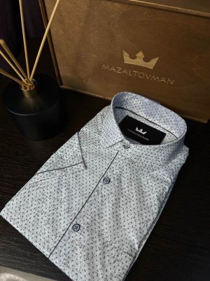 Рубашка GRS Белая в крапинку с коротким рукавом