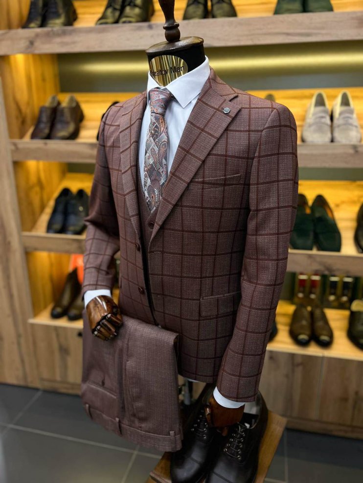 Костюм MAZALTOVMAN 3-ка Premium Терракотовый в клетку