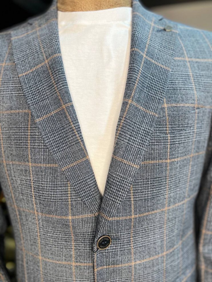 Пиджак LXR Серый в клетку