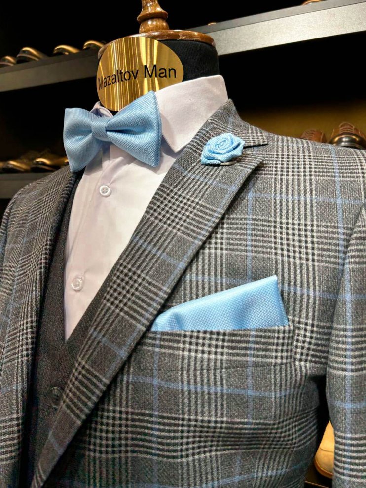 Костюм MAN 3-ка Серый в клетку