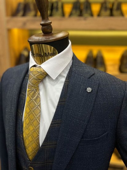 Костюм MAZALTOVMAN 3-ка Premium Синий фактурный комбинированный