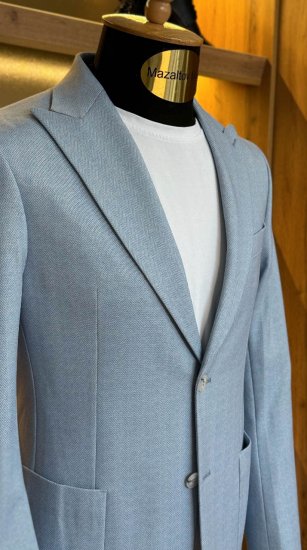 Пиджак GIO Голубой в елочку