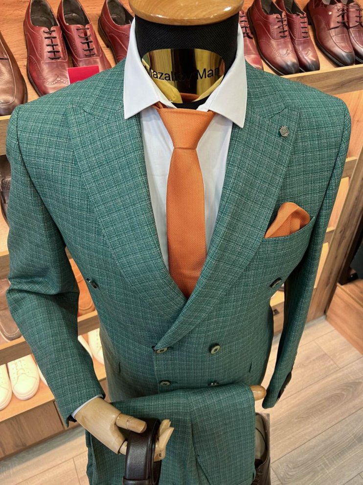 Костюм MAZALTOVMAN 2-ка Premium Зеленый двубортный
