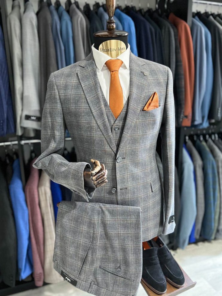 Костюм MAZALTOVMAN 3-ка Серый в клетку