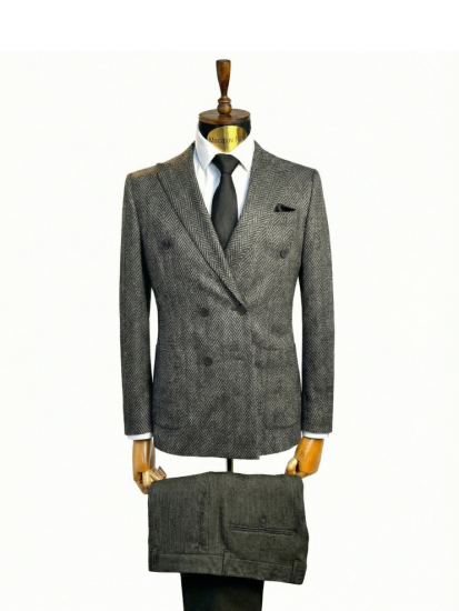 Костюм MAZALTOVMAN 2-ка Хаки в елочку премиум линейка двубортный 